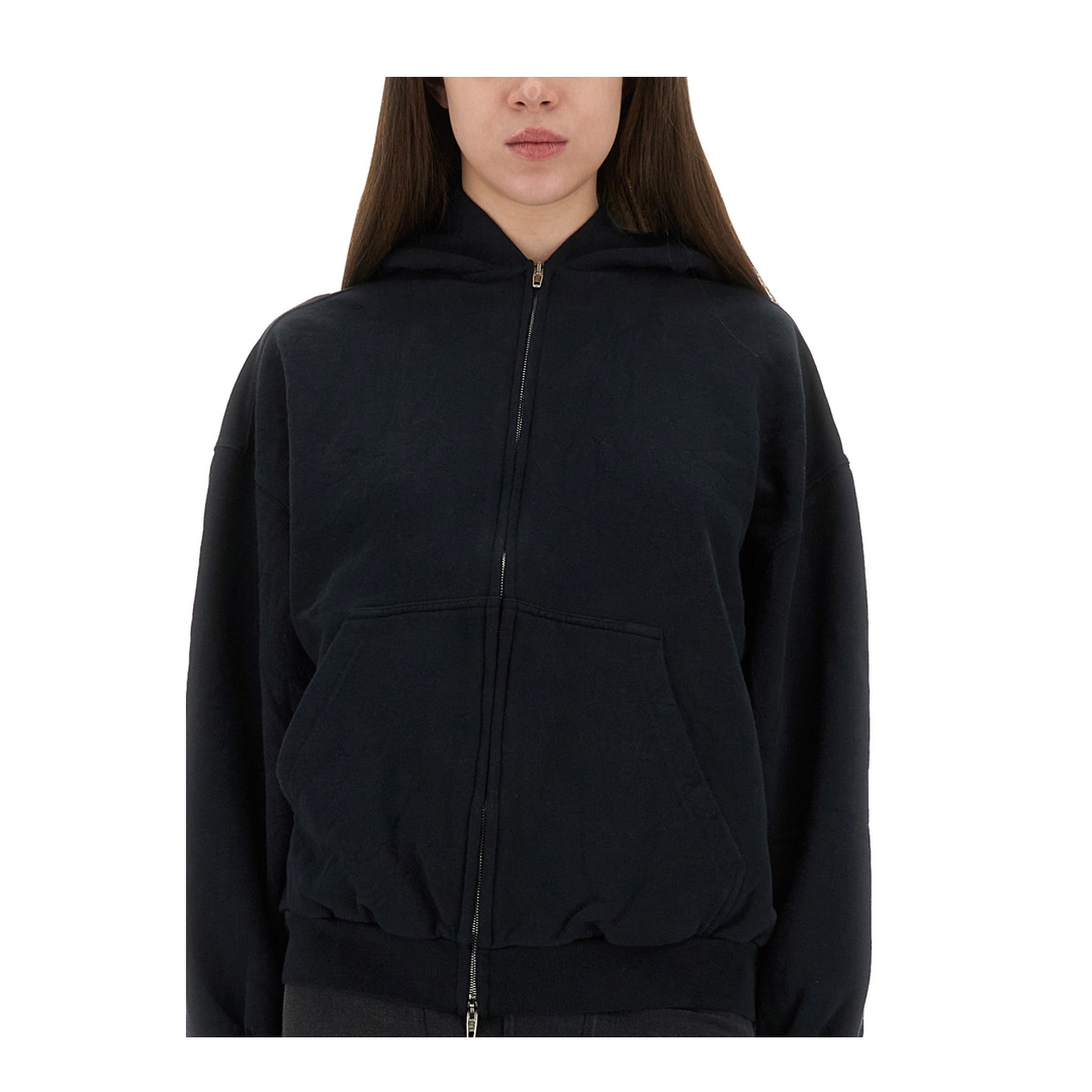 Flipped Uni Zip-up Hoodie Regular Fit in Black Faded
