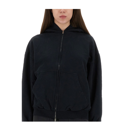 Flipped Uni Zip-up Hoodie Regular Fit in Black Faded