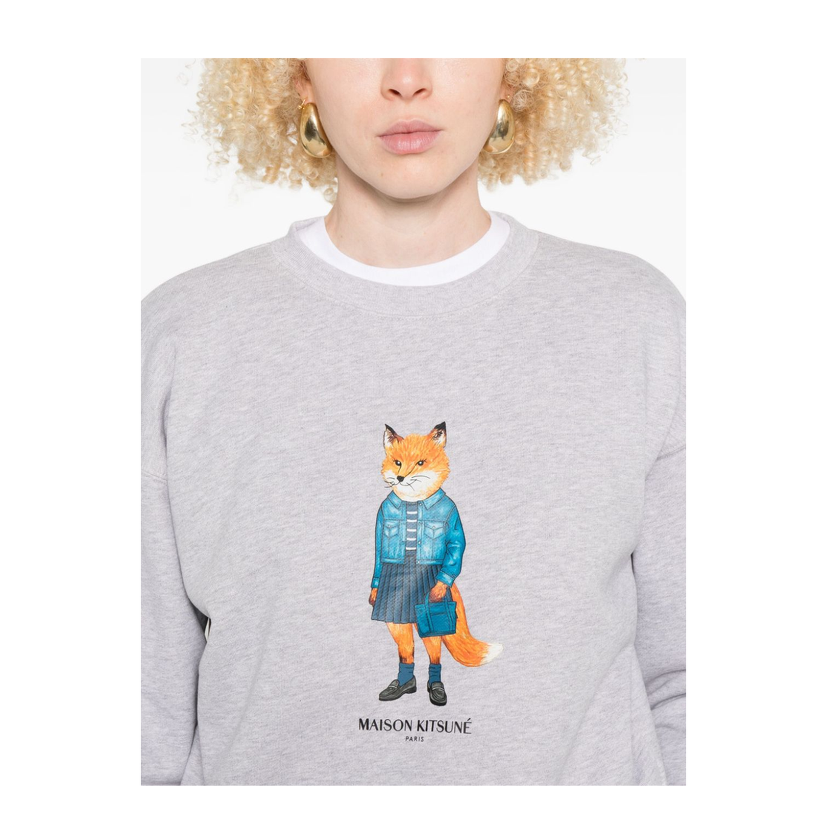 Fox Graphic Print Cotton Sweatshirt