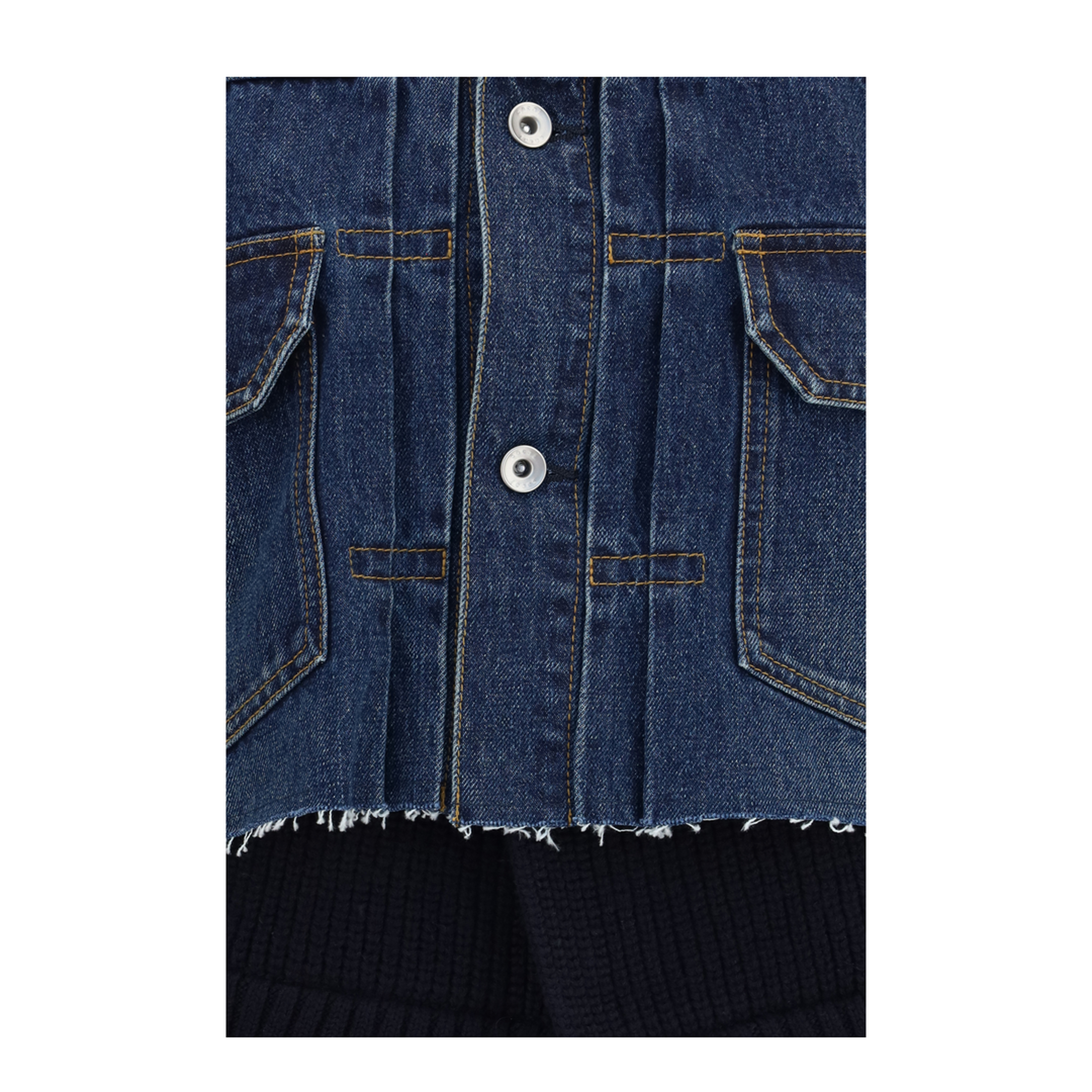 MAYFEYR - Sacai - Denim Jacket With Wool Knit Layer - 2608589436