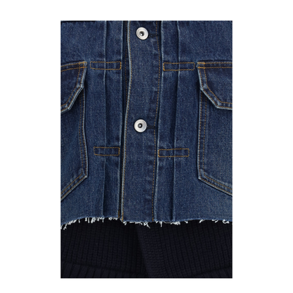 MAYFEYR - Sacai - Denim Jacket With Wool Knit Layer - 2608589436
