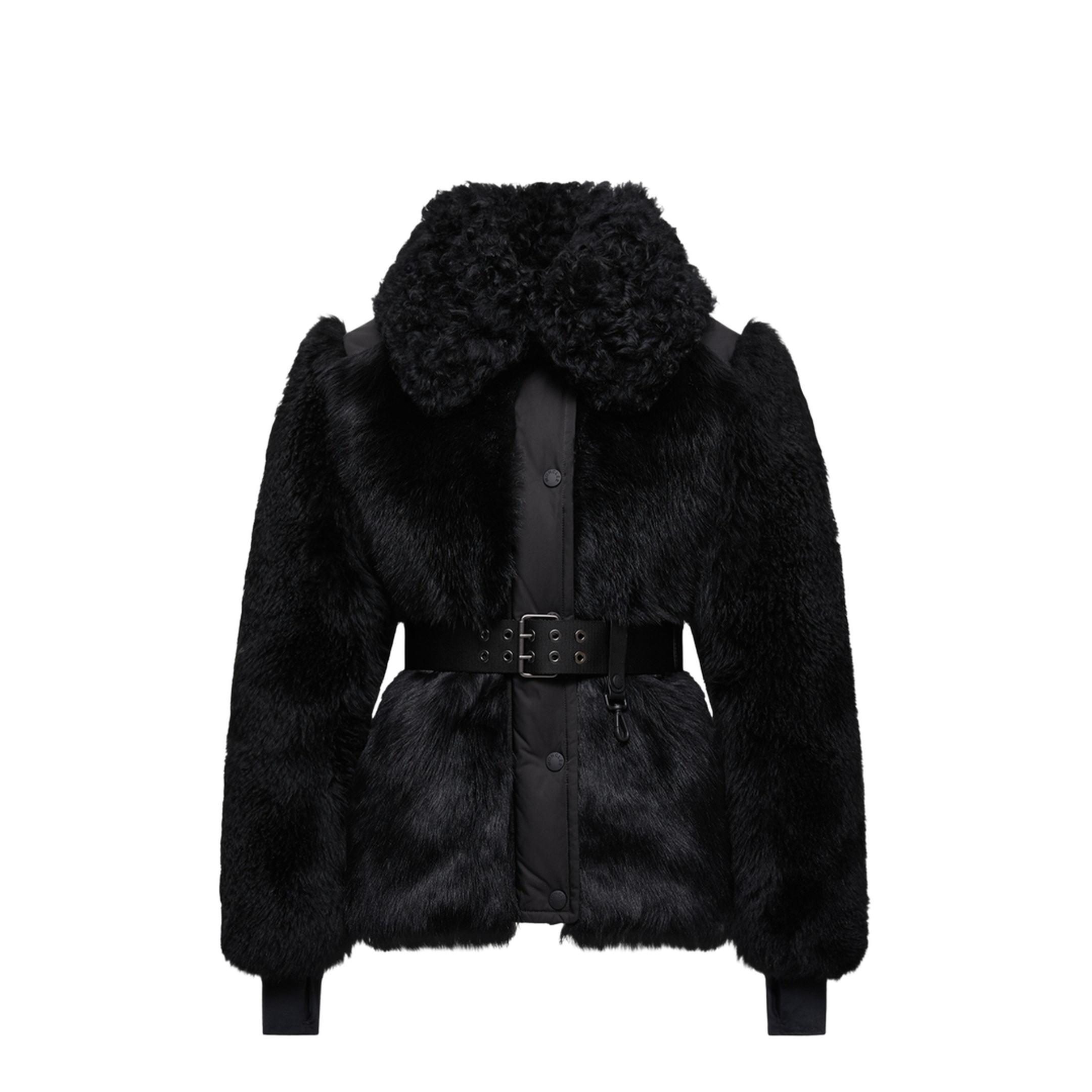Black Valdivian Shearling Short Down Jacket