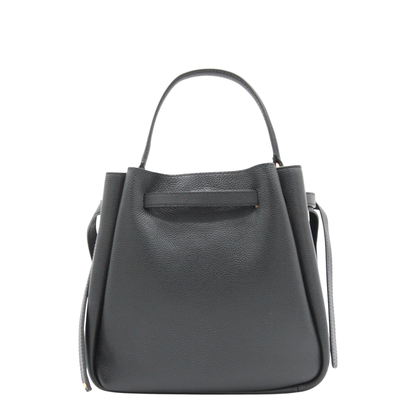 Romy Pebbled Leather Bucket Bag - Black