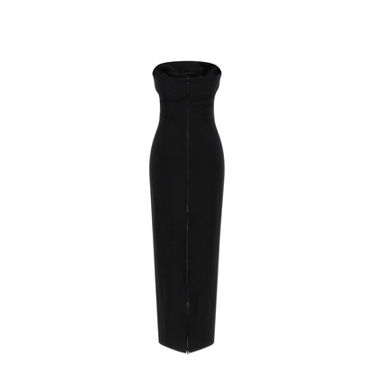 Belted Bustier Long Dress Black