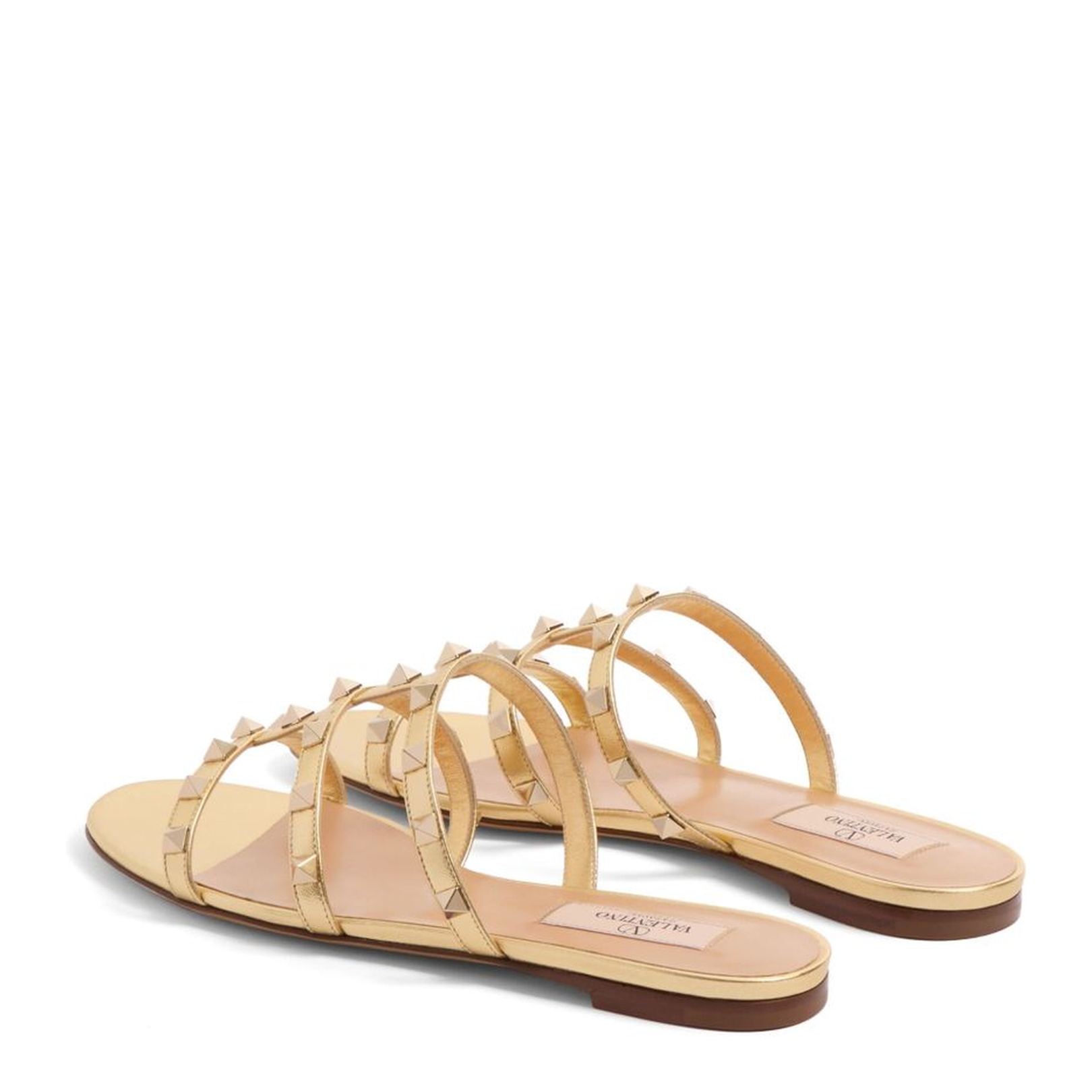 Rockstud Leather Flat Sandals