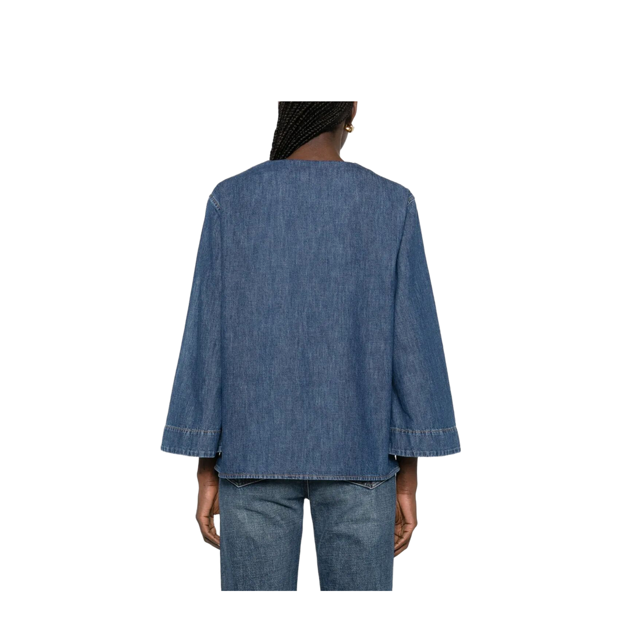 MAYFEYR - Valentino - V-Neck Denim Shirt With Logo - BDB03L9YA