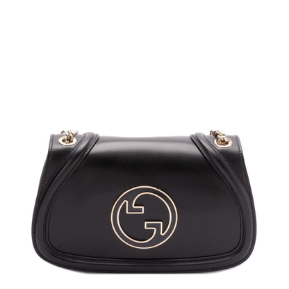 Blondie Medium Leather Shoulder Bag - Black