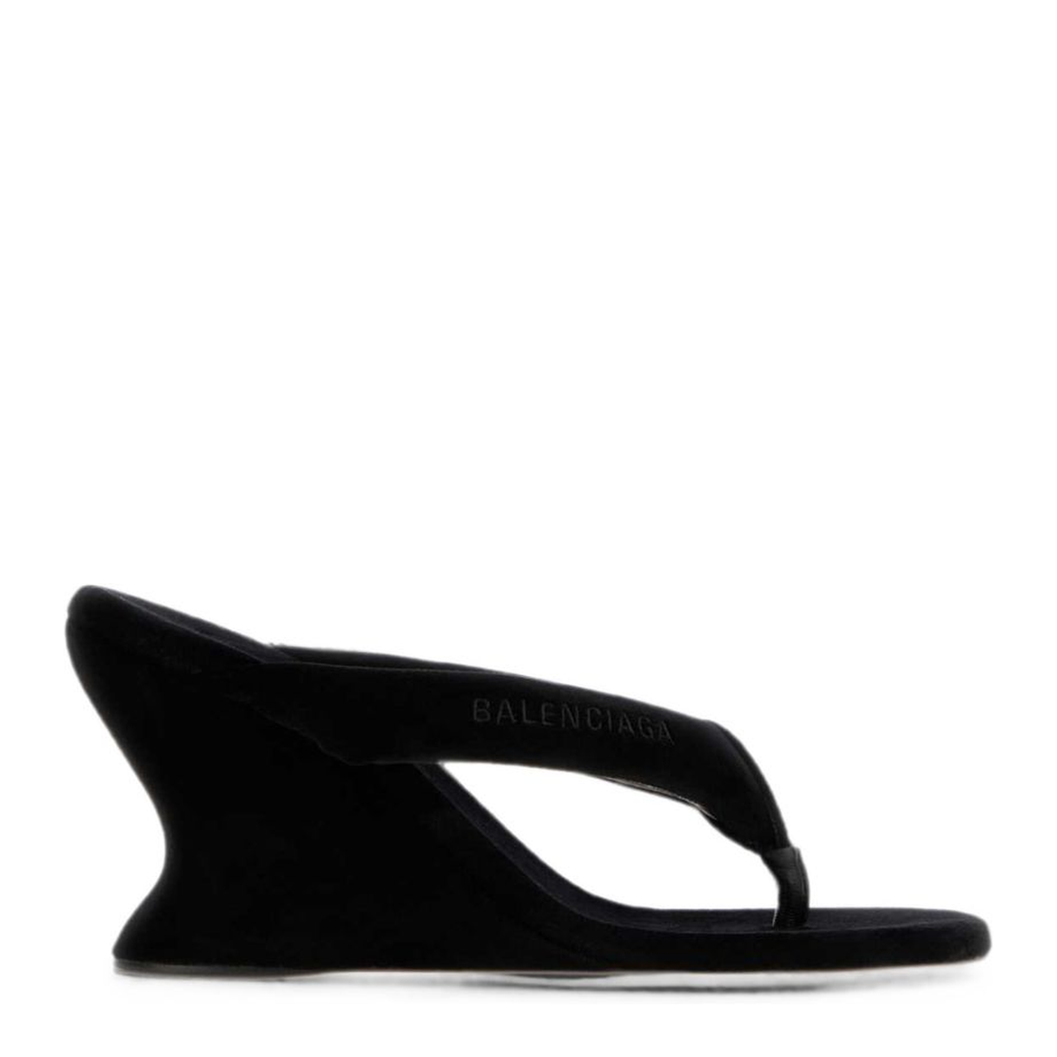 MAYFEYR - Balenciaga - Black Stretch Velvet Thong Sandals - 876727WCDQ01000