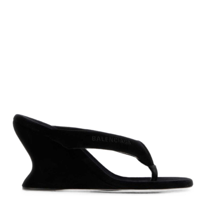 MAYFEYR - Balenciaga - Black Stretch Velvet Thong Sandals - 876727WCDQ01000