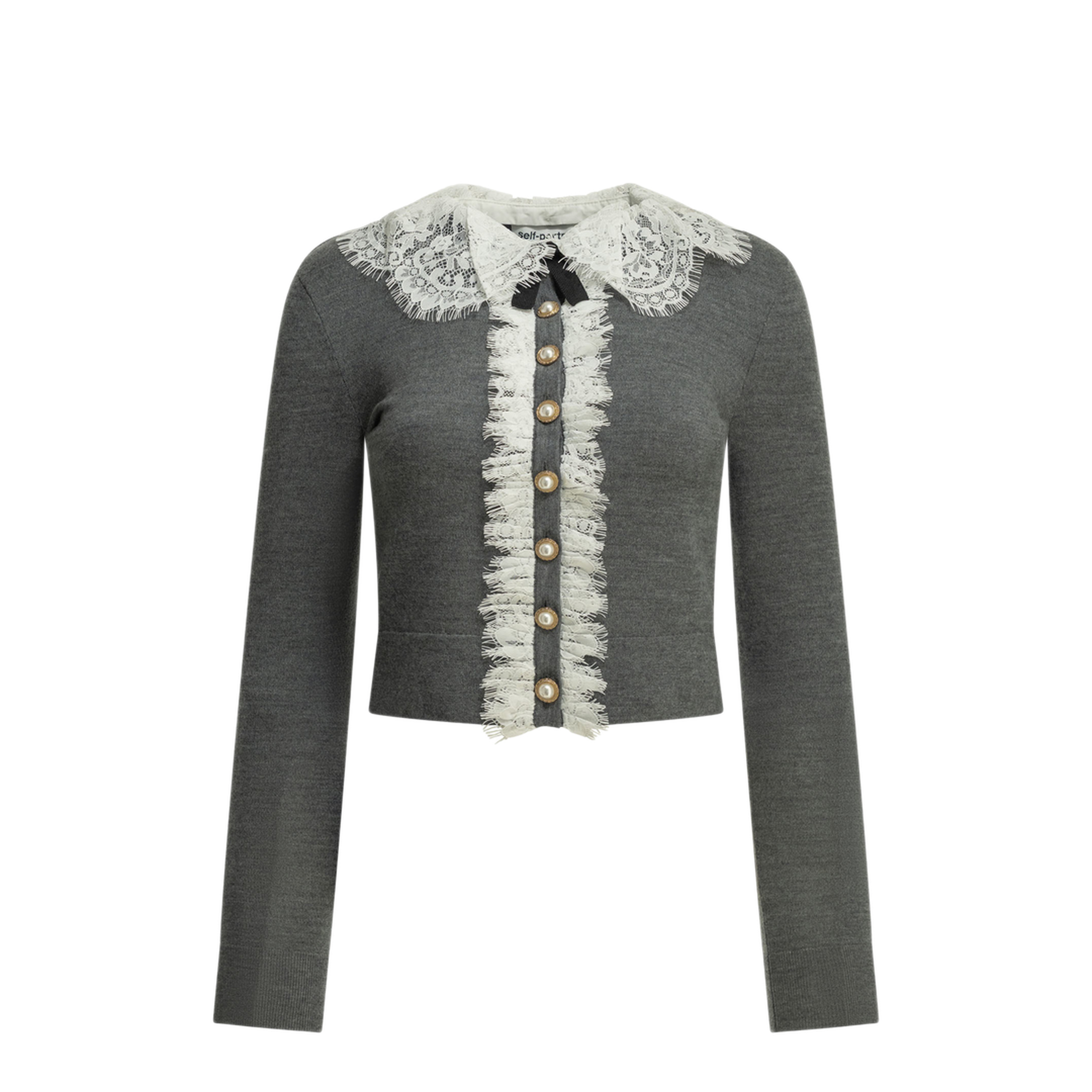 MAYFEYR - Self Portrait - Sweater With Lace Collar - PF26134CGRGREY