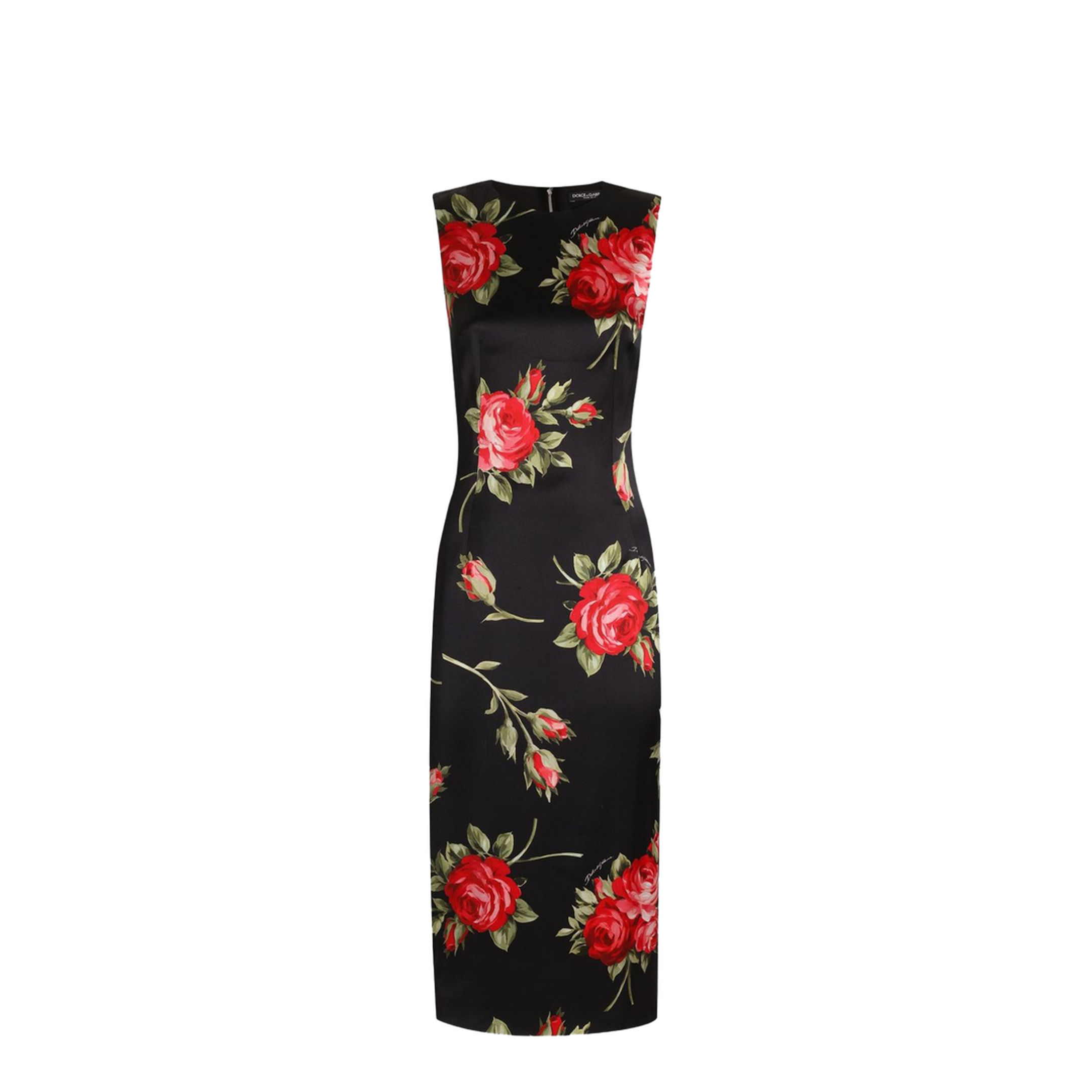 Bouquet Rose Print Satin Midi Dress