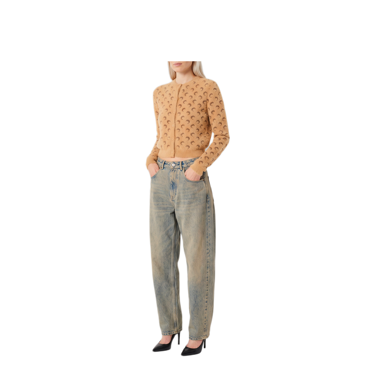 MAYFEYR - Marine Serre - Fluffy Moon Jacquard Knit Cardigan - WCA008ACKNI0549BG20