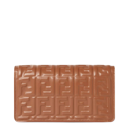 Baguette Nappa Leather Wallet On Chain - Sellier Brown