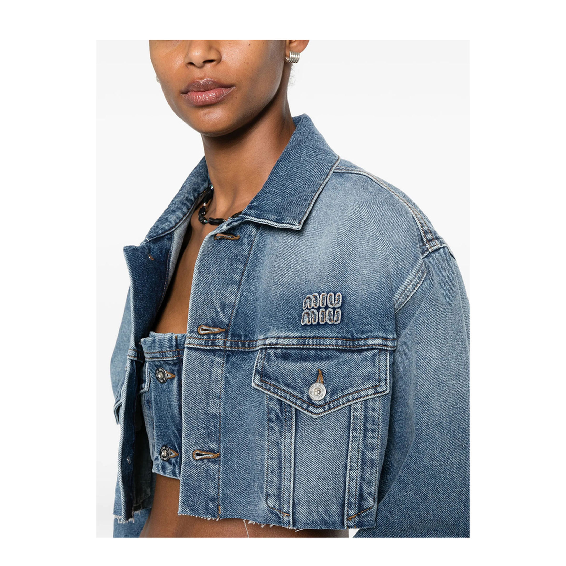 MAYFEYR - MIUMIU - Cropped Washed Denim Jacket - GWB314SOOO197UF0008