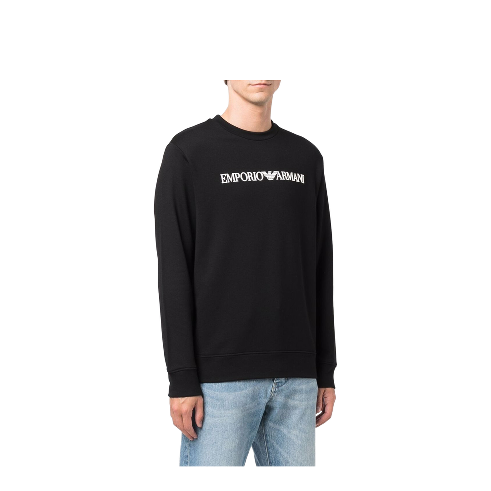 Black Modal-Cotton Blend Jersey Fleece Sweatshirt