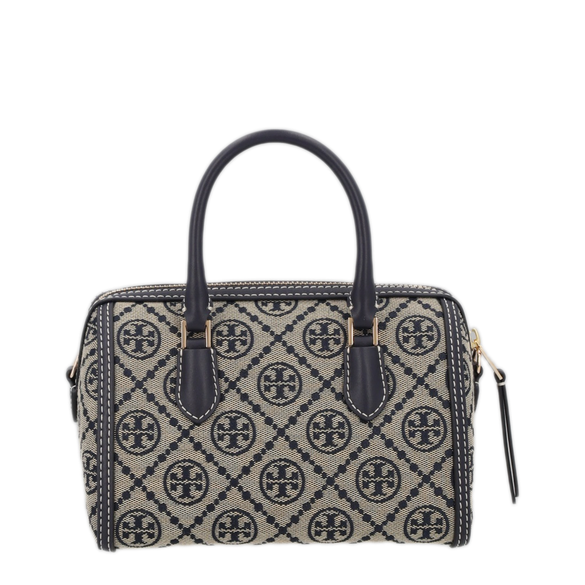 T Monogram Petite Cotton-Poly Jacquard Barrel Bag - Navy