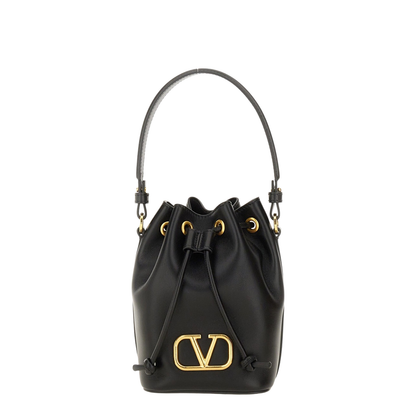 Black Nappa Leather Vlogo Signature Bucket Bag
