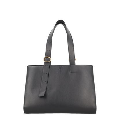 Black Leather Shopping Bag
