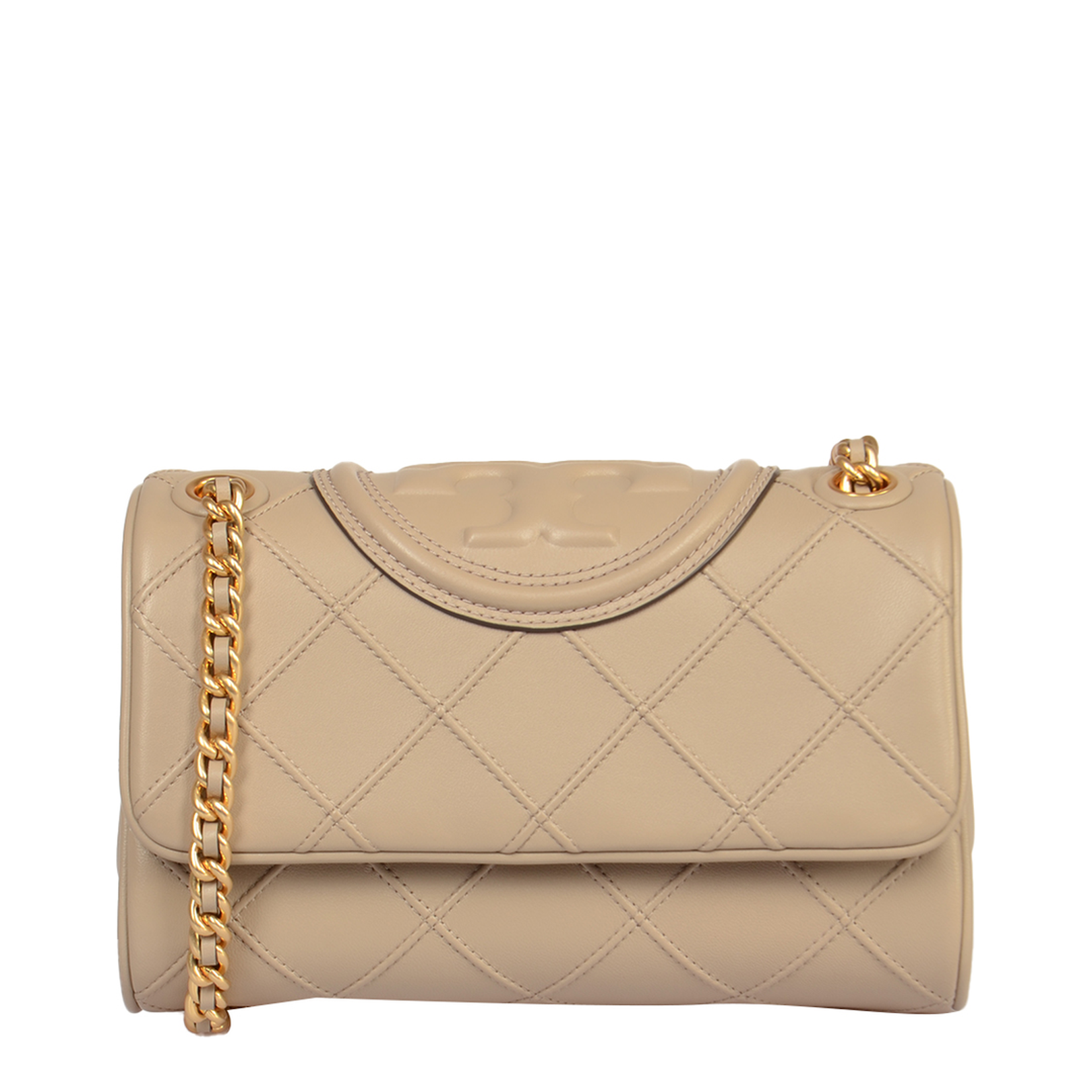 Fleming Small Leather Crossbody Bag Nude