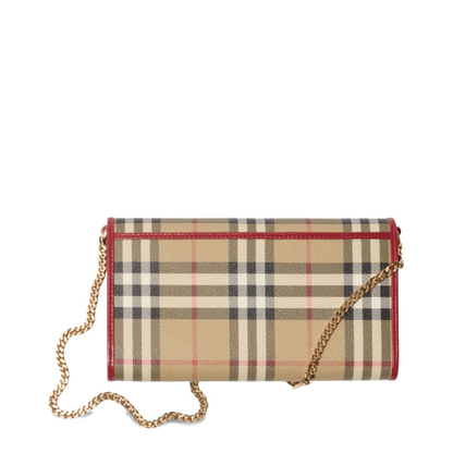 Check Pattern Chain Wallet - Beige