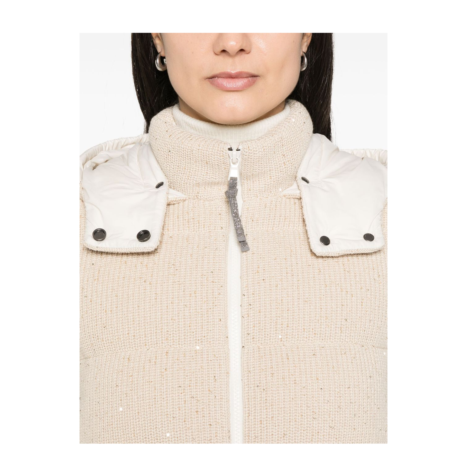 Dazzling Cotton Knit Sleeveless Down Jacket
