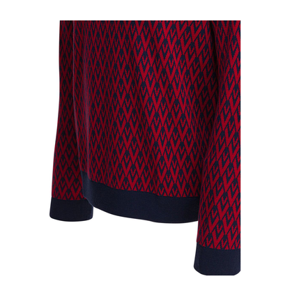 Embroidered Cotton Sweater Red