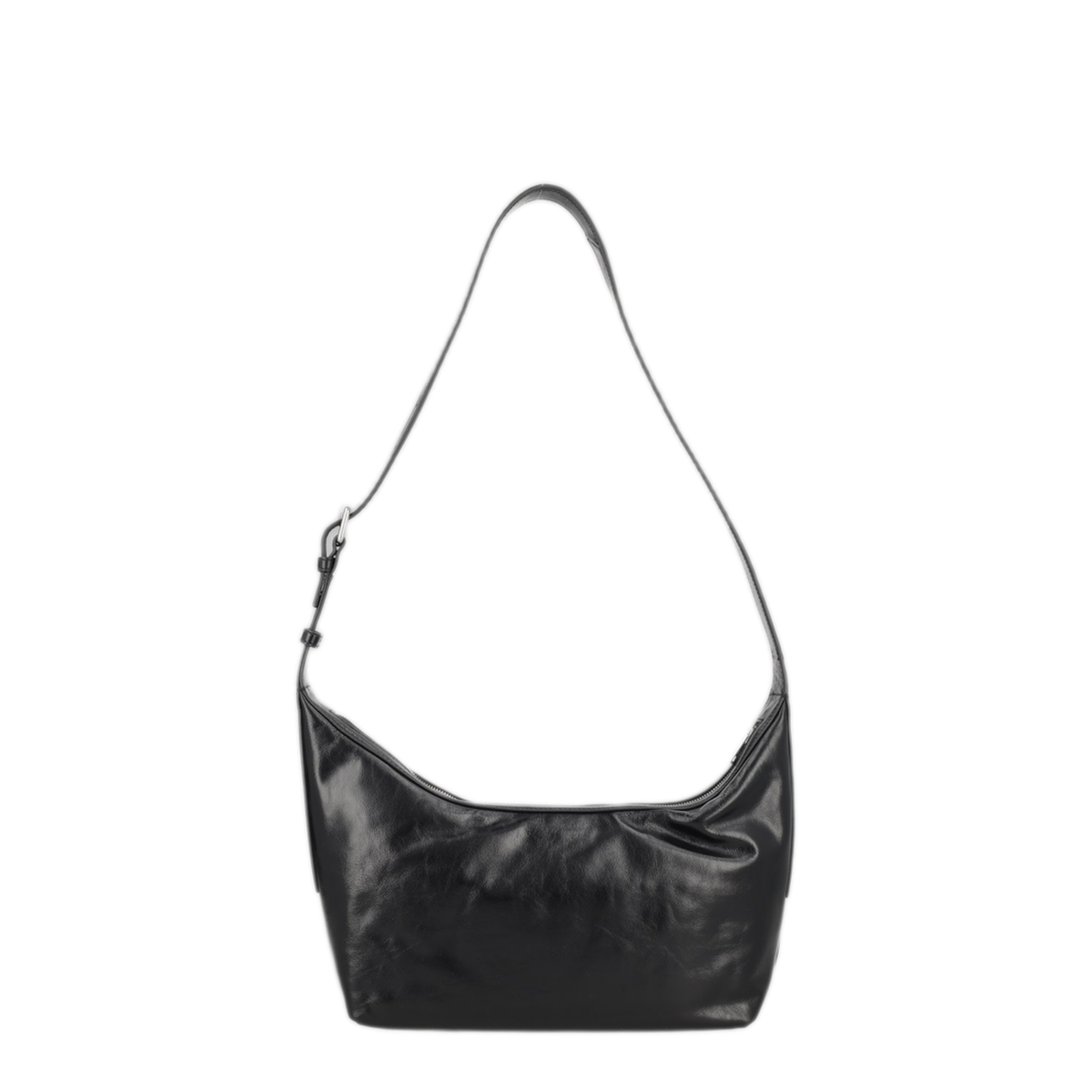 Punch Cow Leather Shoulder Bag - Black