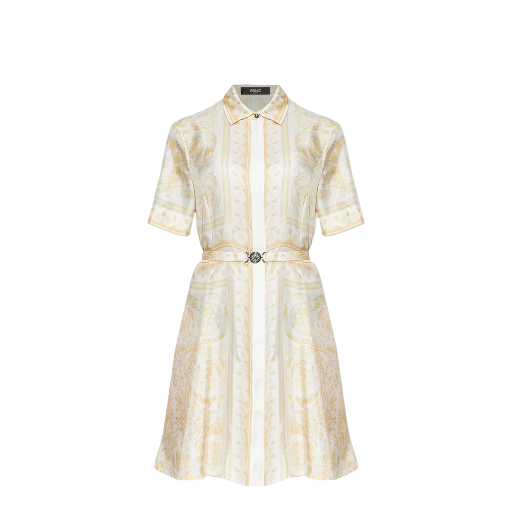 Belted Silk Dress Gold