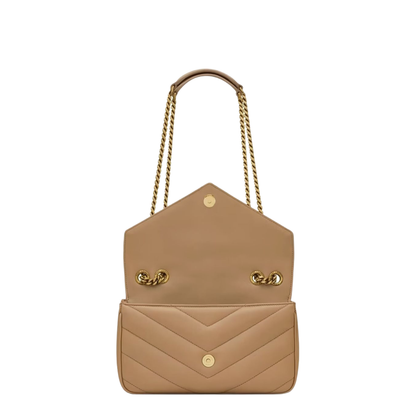 Loulou Small Matelassé Lambskin Crossbody Bag - Natural Tan