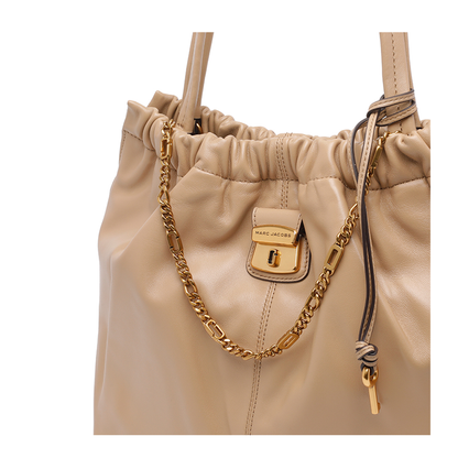 Tote Leather Shoulder Bag - Beige