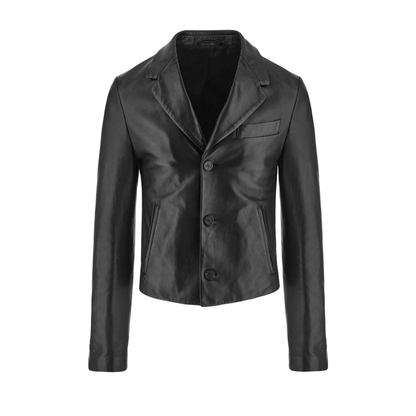 Slim-Cut Single-Breasted Leather Blazer