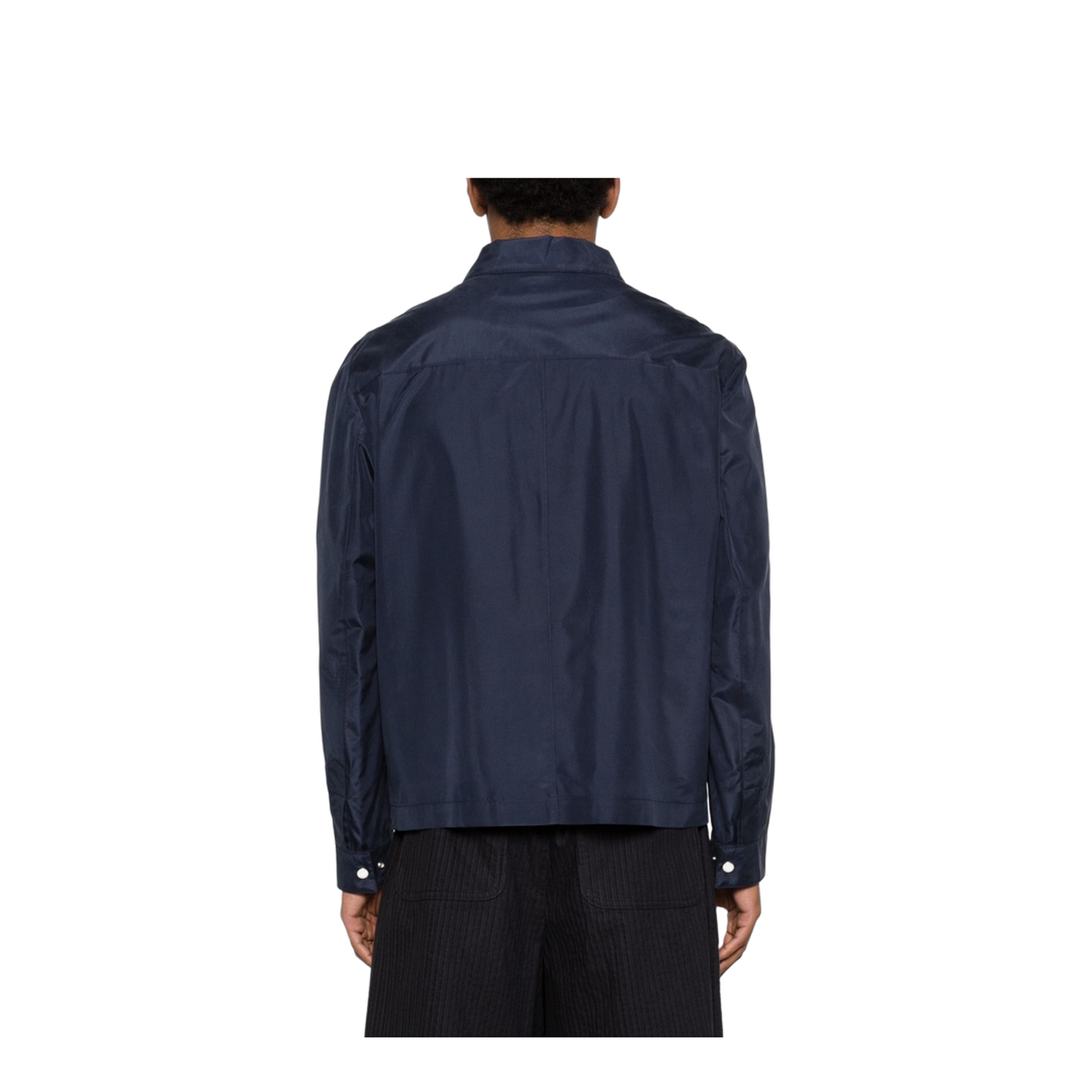 Buttoned Silk Jacket Blue