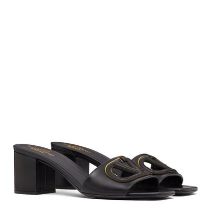 VLogo Cut-Out Leather Mules