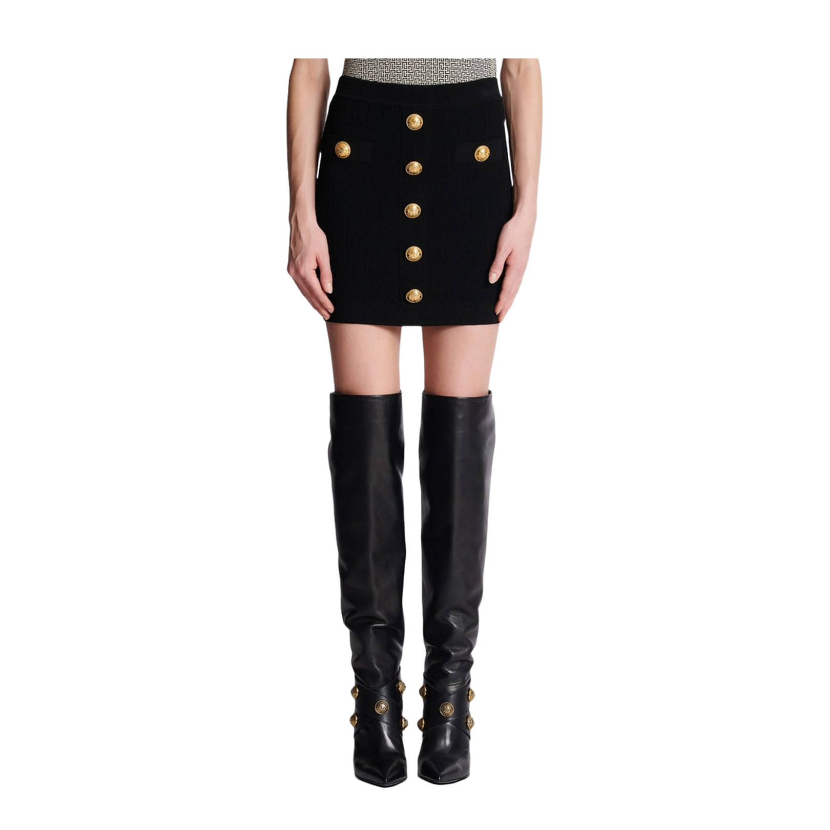 Button Embellished Knitted Skirt