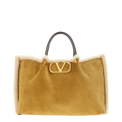 Suede And Sheepskin Medium Tote Bag