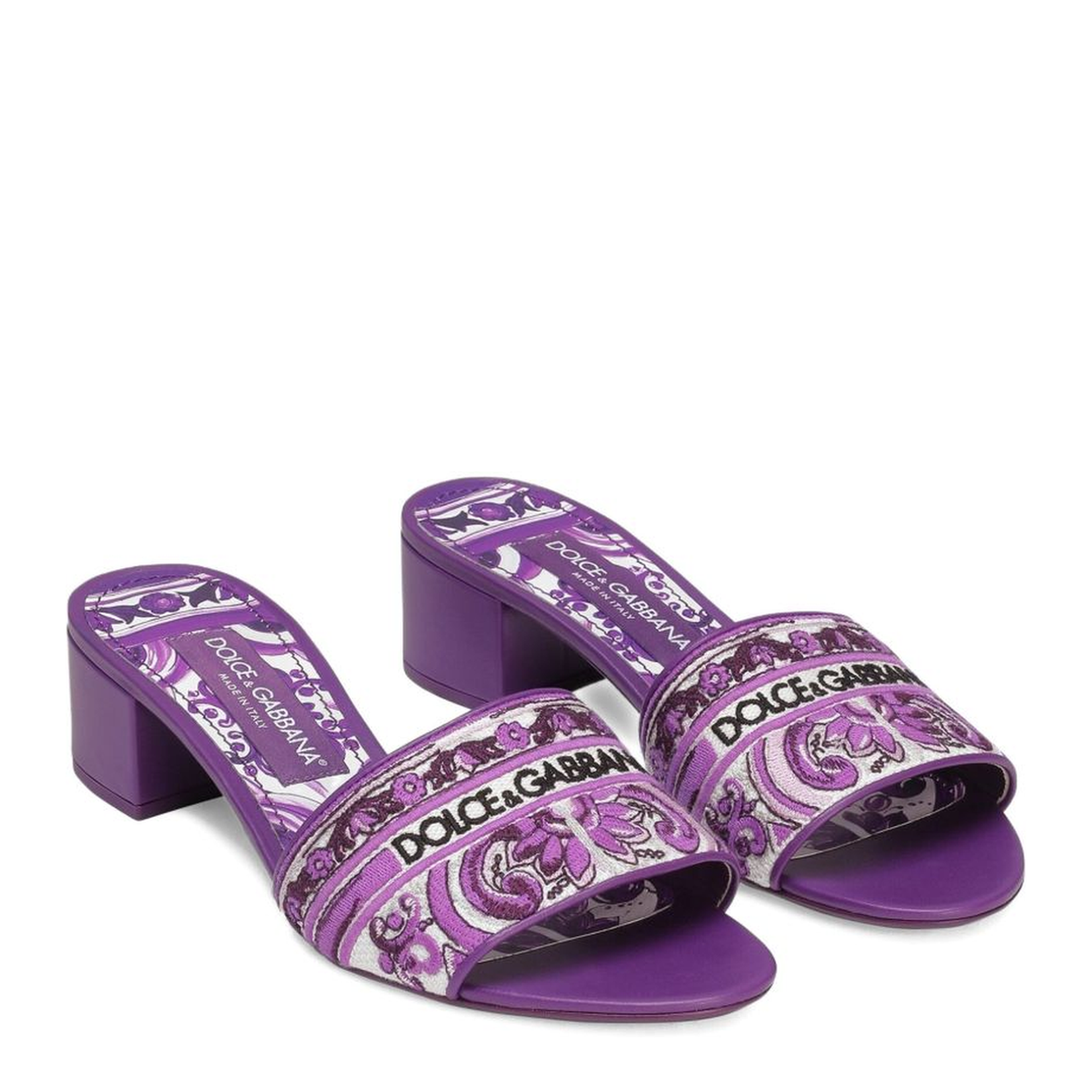 Slides with Thread Embroidery in Multicolor