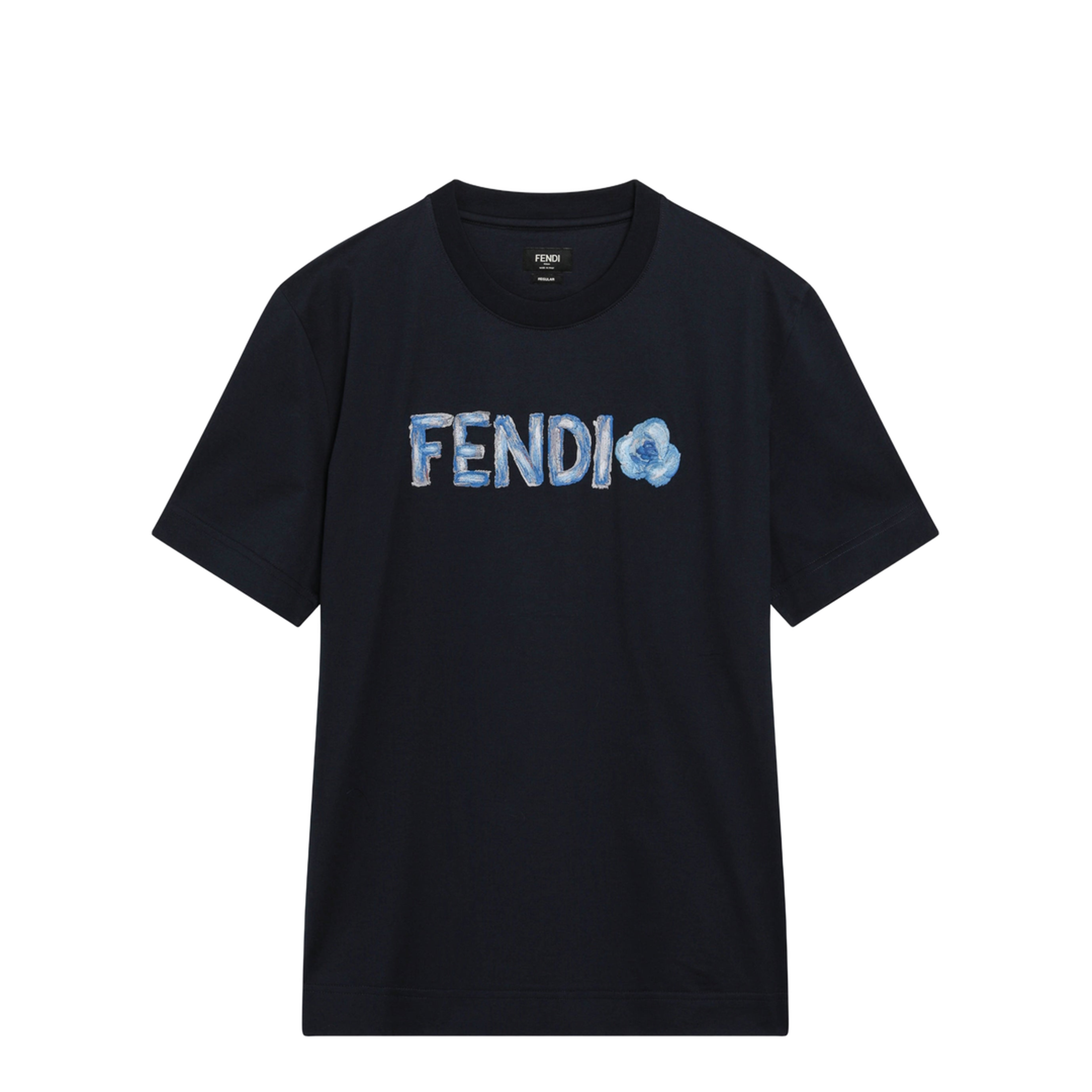 Navy Blue T-Shirt with Embroidered Logo