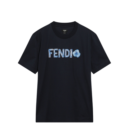 Navy Blue T-Shirt with Embroidered Logo