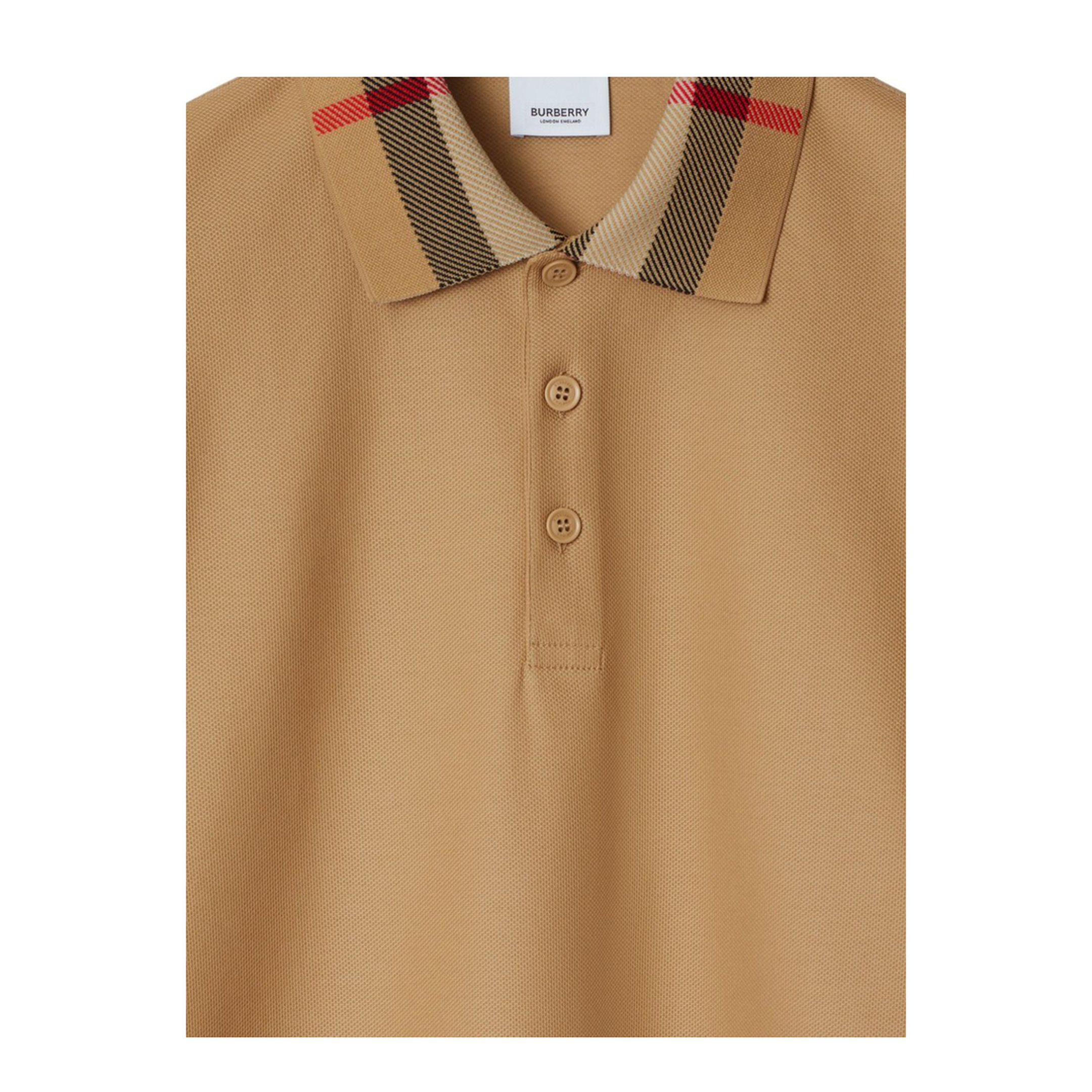 Check Collar Cotton Polo Shirt