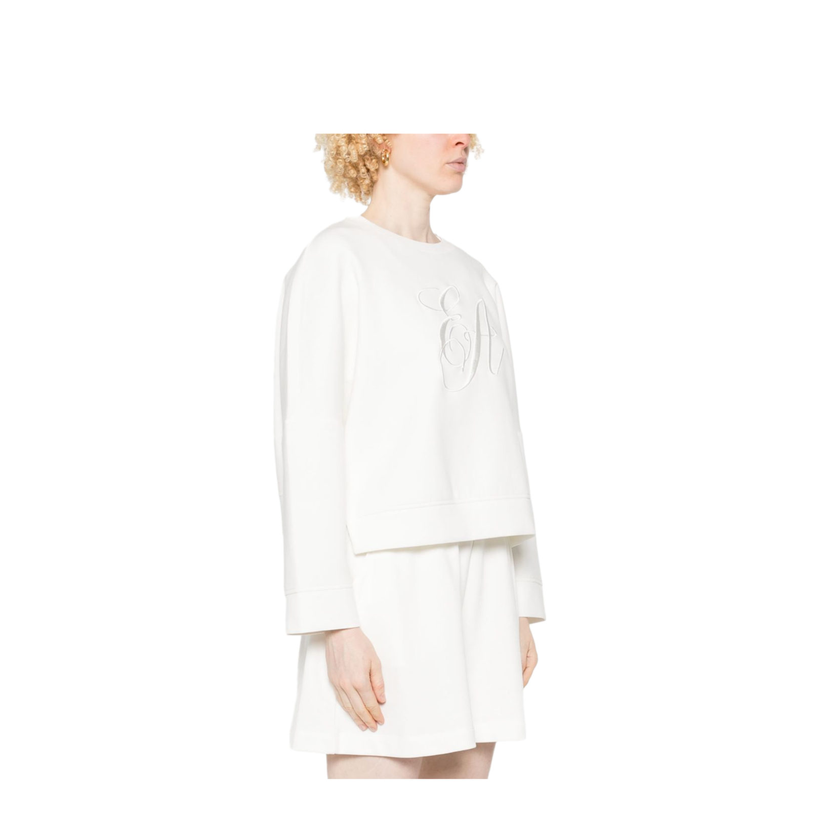 Double-Jersey Sweatshirt with Oversized Logo Embroidery