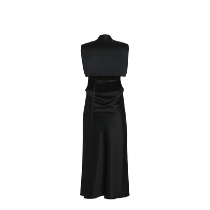 Satin Dress Decorative Cross Black