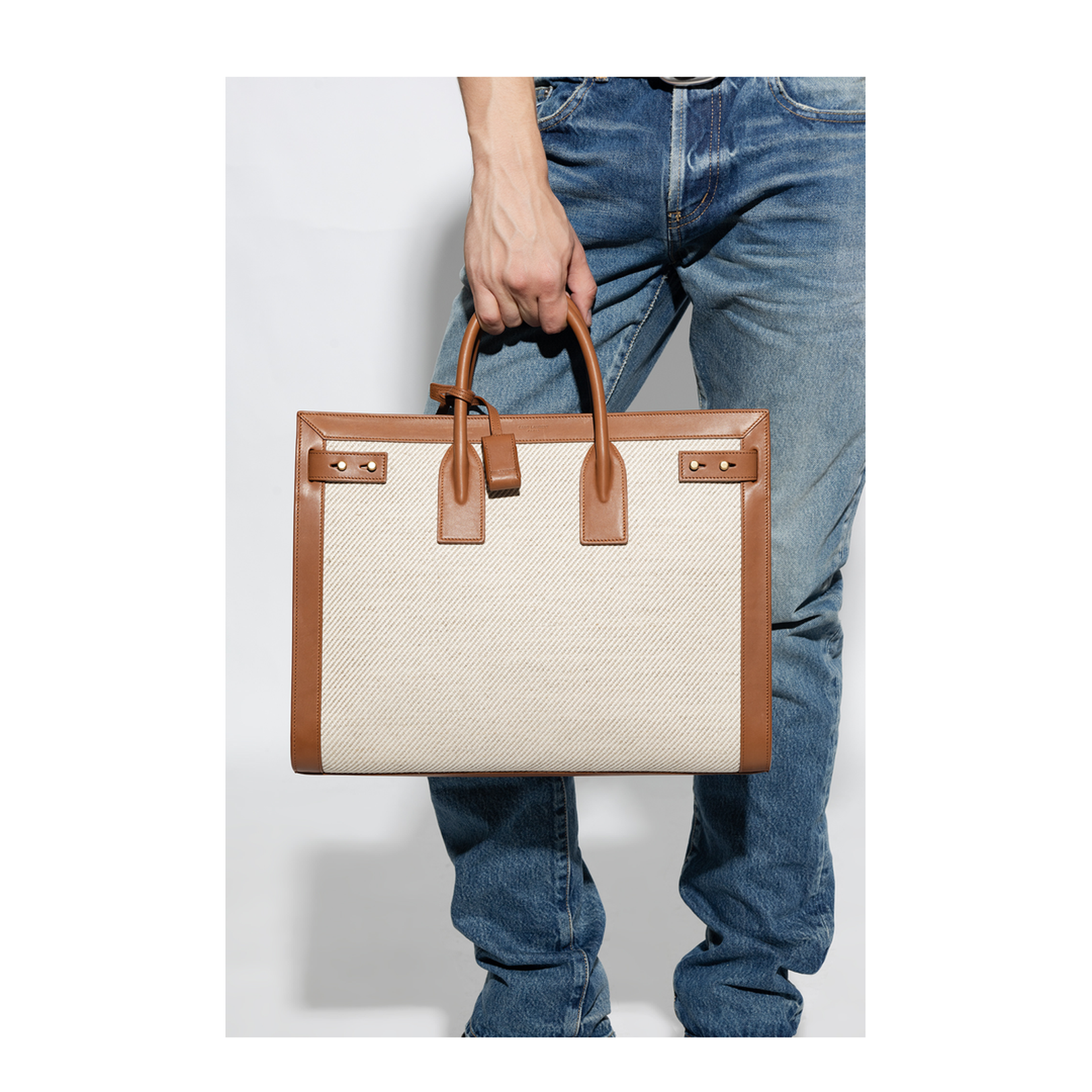 Sac de Jour Large Leather Tote Bags - Beige