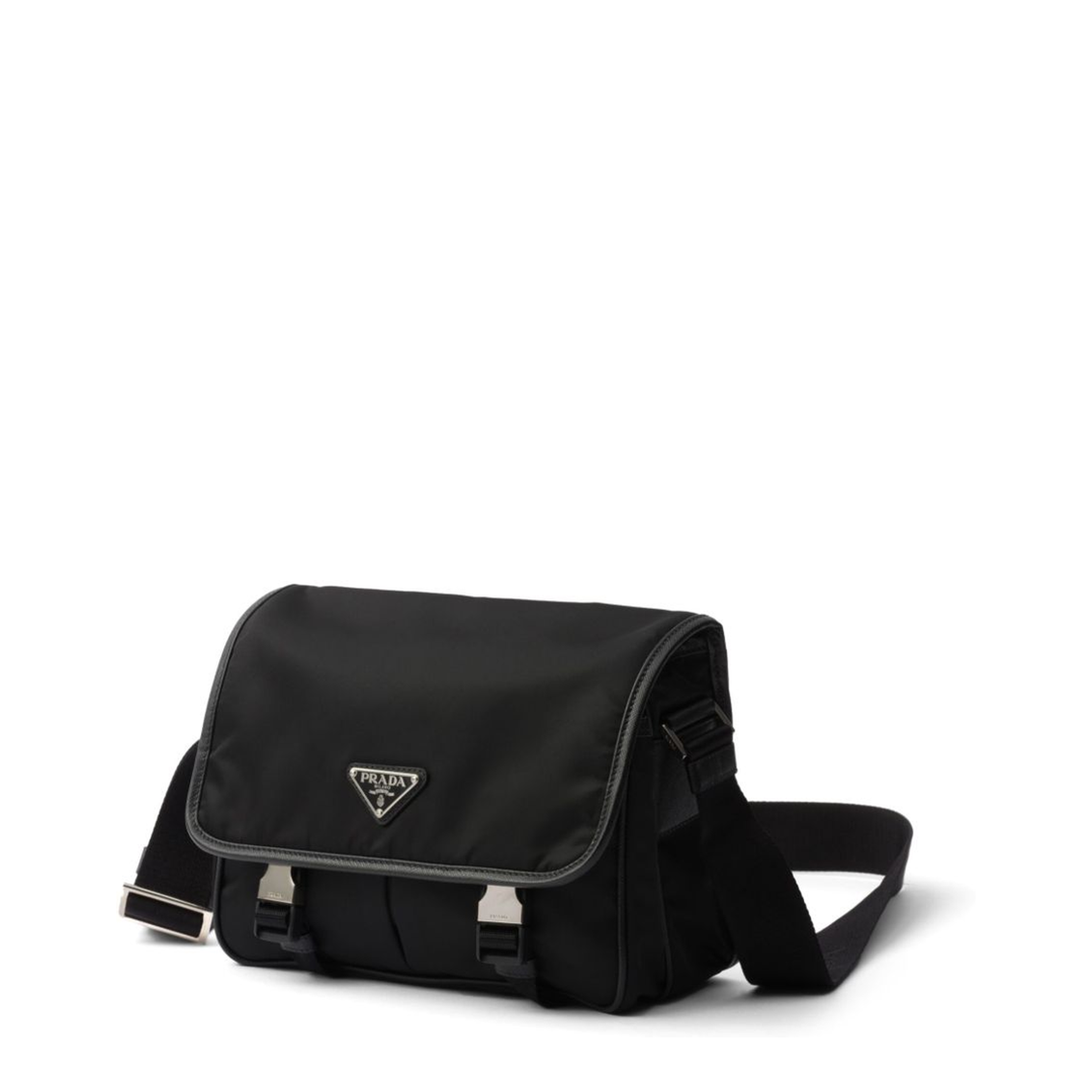 Re-Nylon Saffiano Leather Shoulder Bag - Black