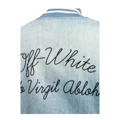Full Denim Varsity Jacket Bleach