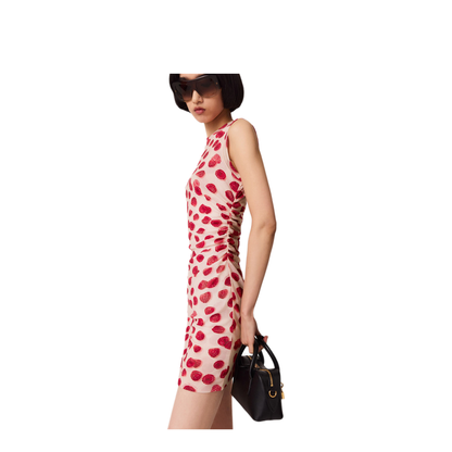 MAYFEYR - Stella Mccartney - Raspberry Print Mesh Crew Neck Dress - 6J04683SQA655001