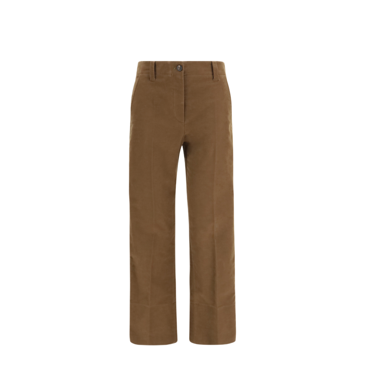 Brown Stretch Cotton Cigarette Pant