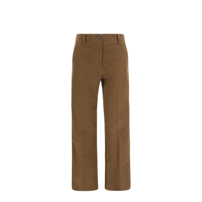 Brown Stretch Cotton Cigarette Pant