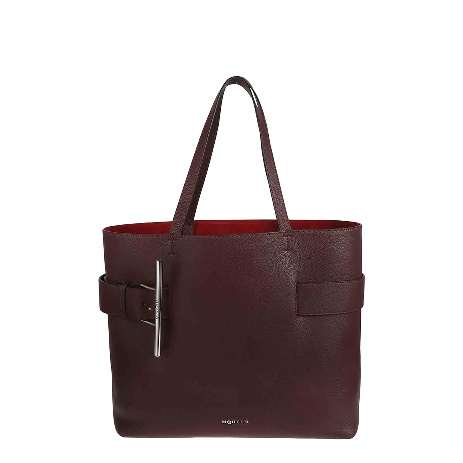 Tyrian Purple Leather T-bar Shopping Bag