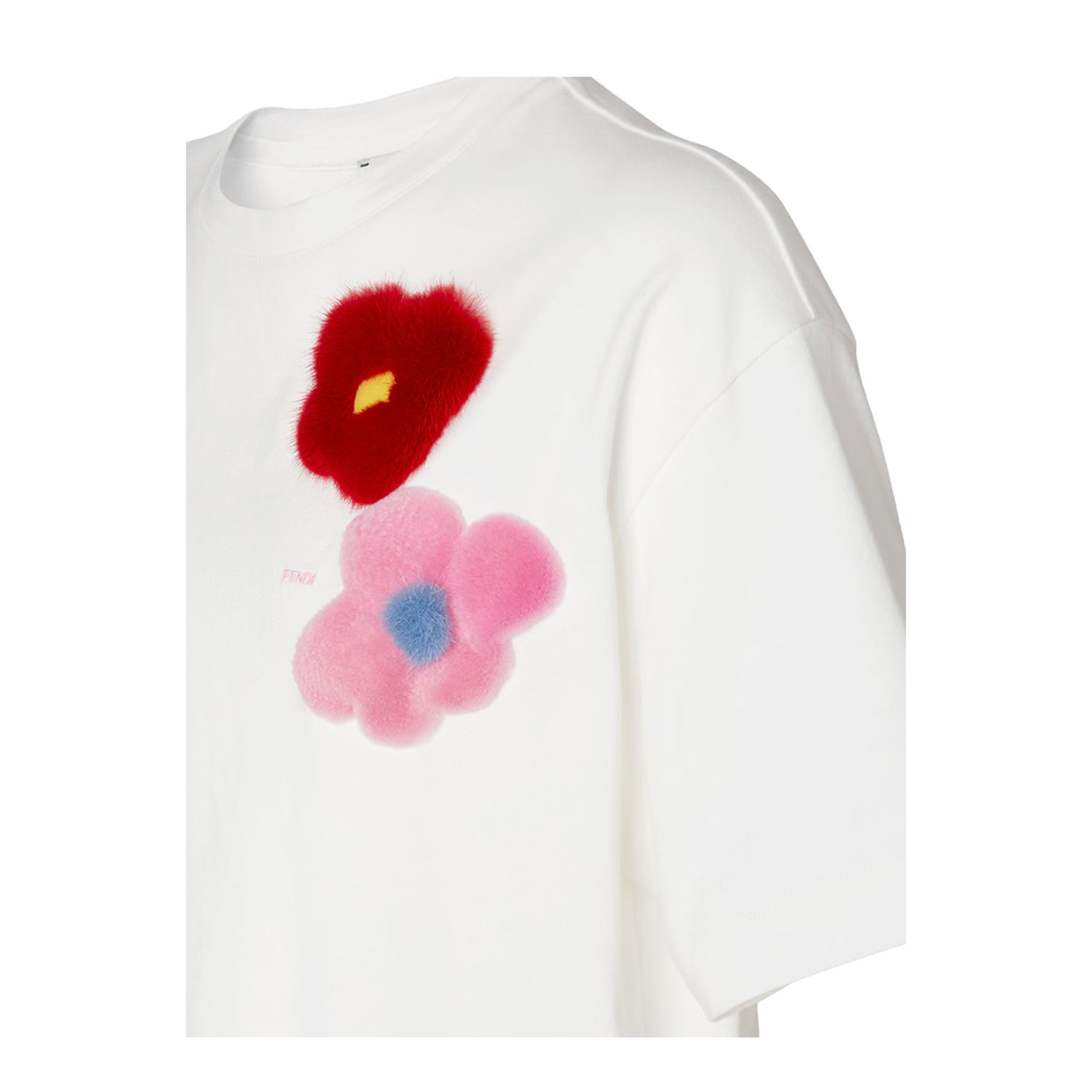 MAYFEYR - Fendi - Jersey T-Shirt With Sunny Side Flowers Mink Brooches - FS9776AOUH