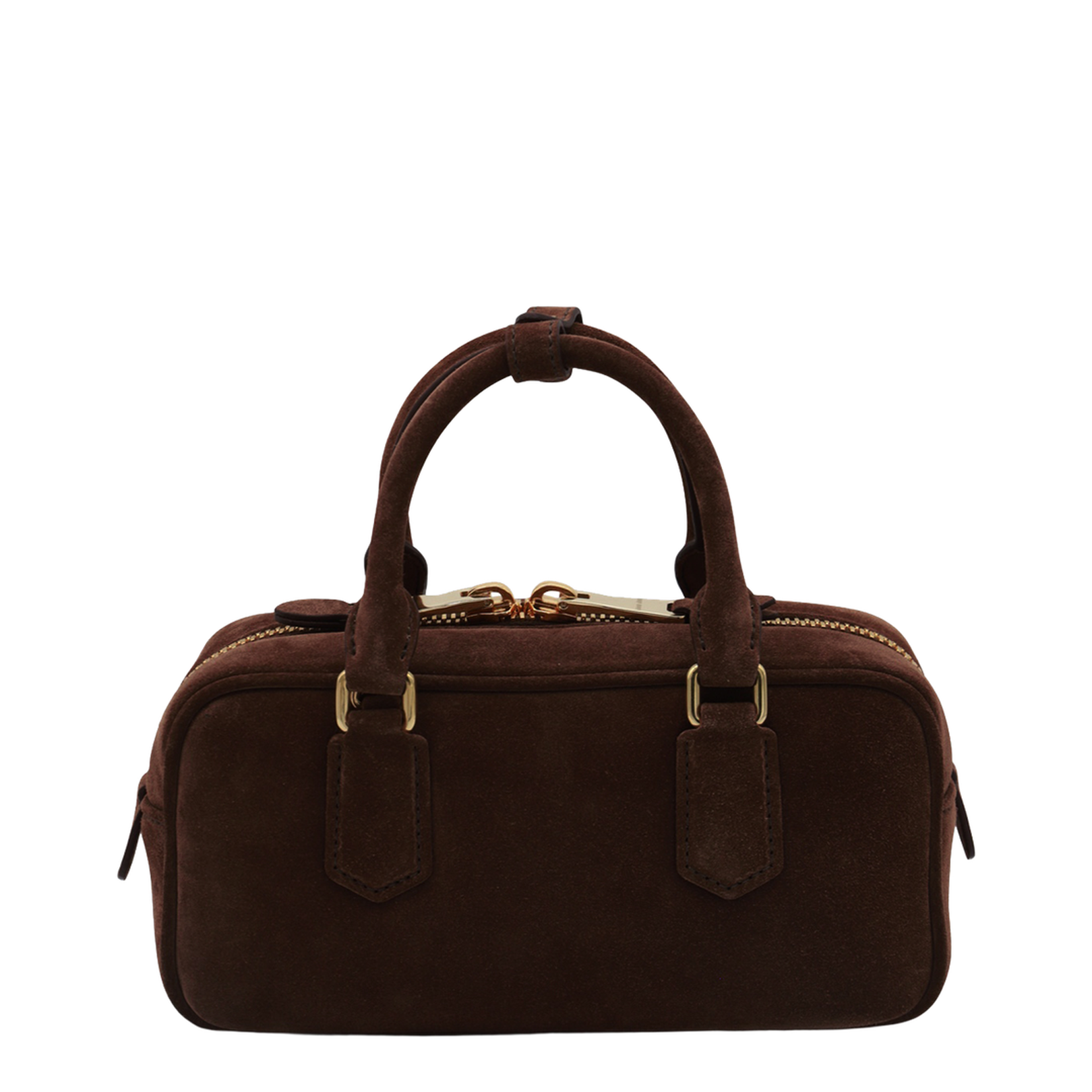 Dark Brown Arcadie Padded Suede Top-handle Bag